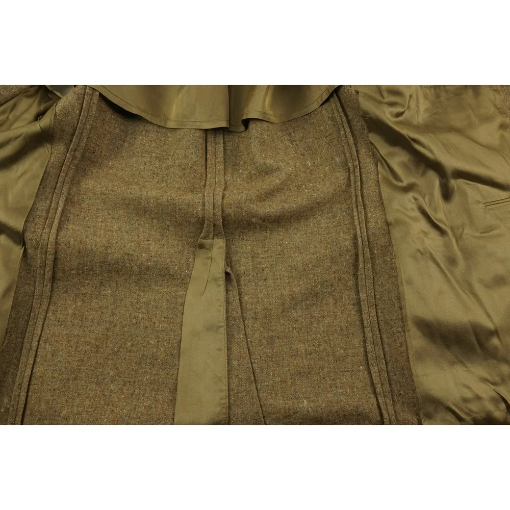 Vintage 1970s Union Made Tweed Wool Atomic Fleck Military Safari Jacket 42R Men